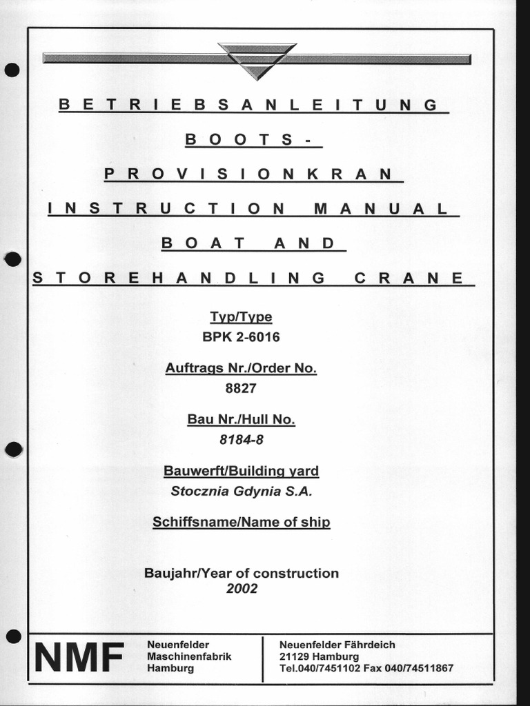 2 - NMF Instruction Manual Boat and Storehandling Crane Typ BPK 2-6016 ...