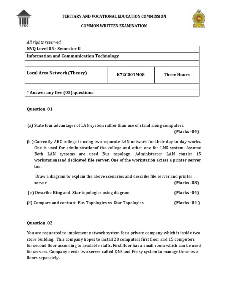 LAN Implementation and Topology Exam Guide | PDF | Computer Network ...