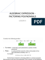 Lesson 4 - Algebraic Expression - Factoring Polynomials