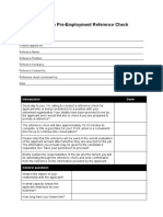 Candidate Pre-Employment Reference Check Form