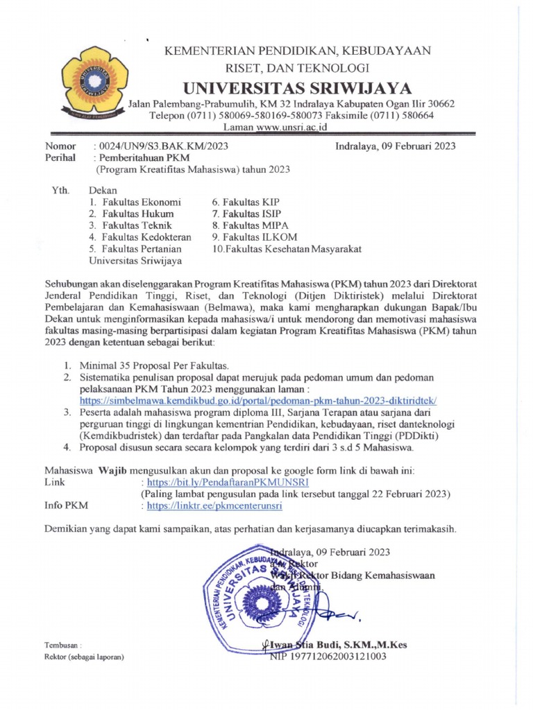 Pemberitahuan PKM 2023 | PDF