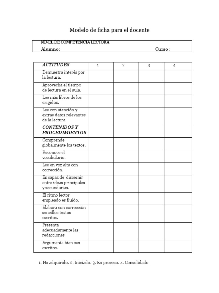 Modelo de Ficha para El Docente | PDF