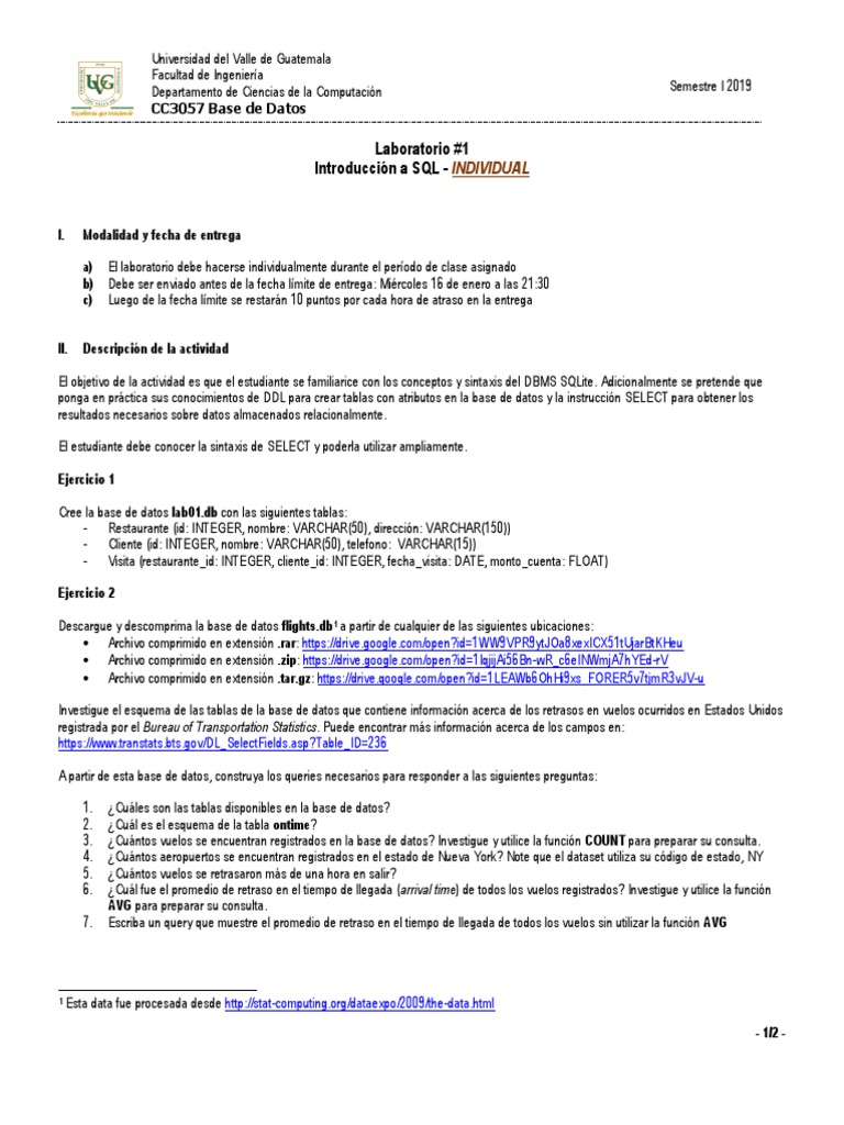 Introducción a SQL y SQLite: Lab#1 | PDF | SQL | Bases de datos