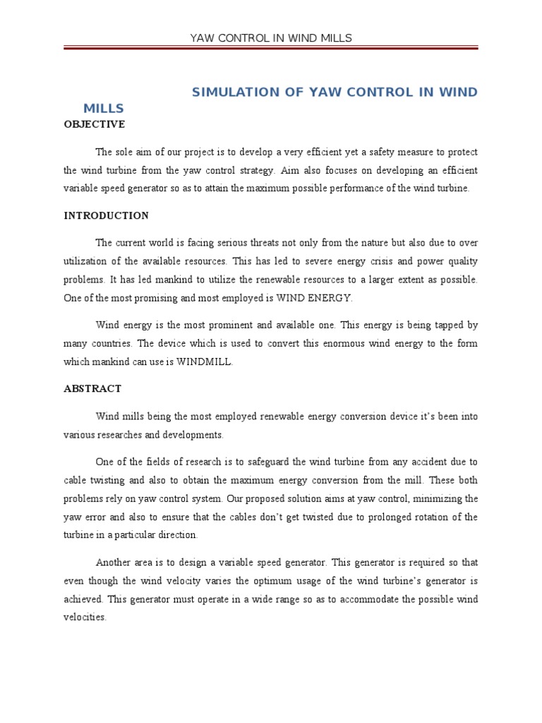 Efficient Yaw Control for Wind Turbines | PDF | Wind Power | Wind Turbine