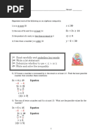 Inequality Word Problem Solutions