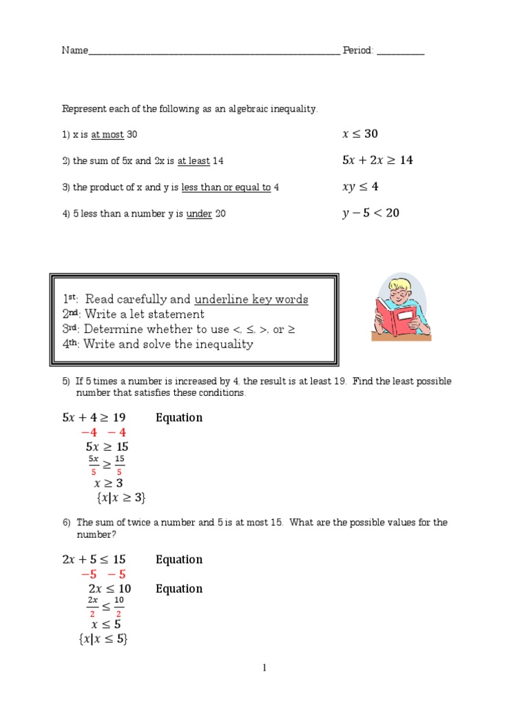 Inequality Word Problem Solutions PDF Inequality (Mathematics