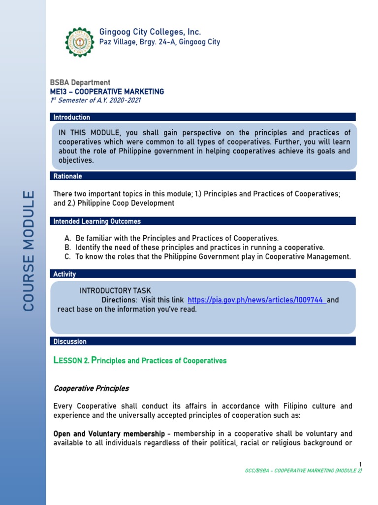 Principles of Cooperative Management | PDF | Cooperative | Economies