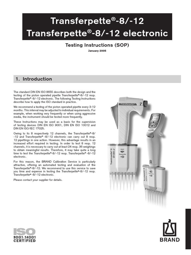 Transferpette 8 PDF Calibration Engineering Tolerance