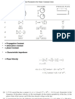 Propagation, attenuation, reflection constants and coefficients