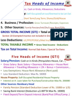 Salary: 2. House Property: 3. Capital Gains: 4. Business / Profession: 5. Other Sources: Total of All Sources Less Deductions