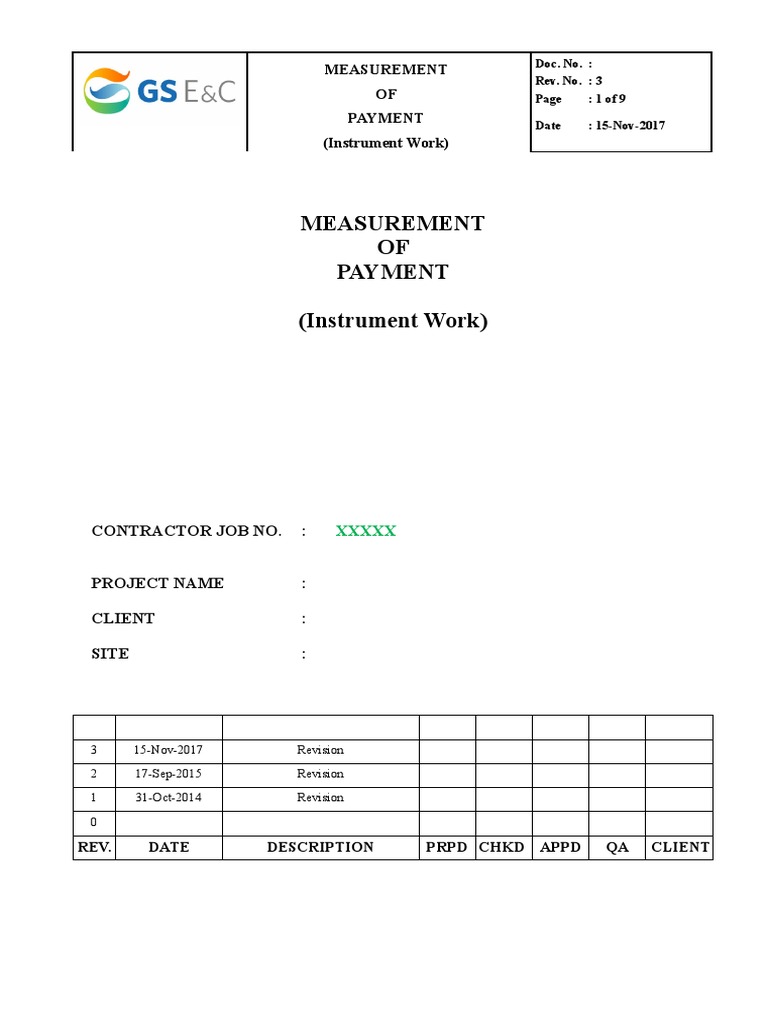 Measurement of Payment (Instrument Work) | PDF | Pipe (Fluid Conveyance ...