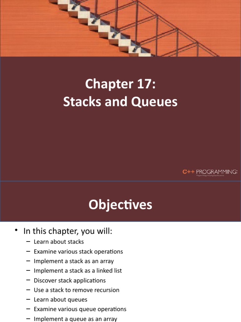 Chapter 17 - Stacks and Queues | PDF | Queue (Abstract Data Type) | C++