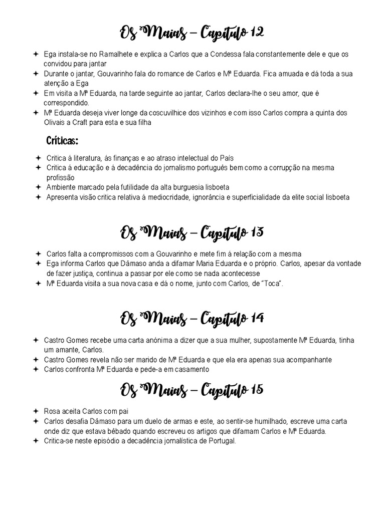 Res os maias capitulo 12 13 14 15 pdf