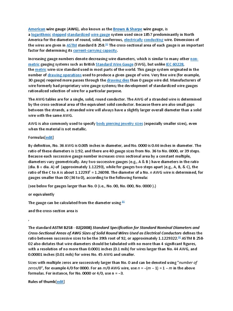 American Wire Gauge PDF Wire Manufactured Goods