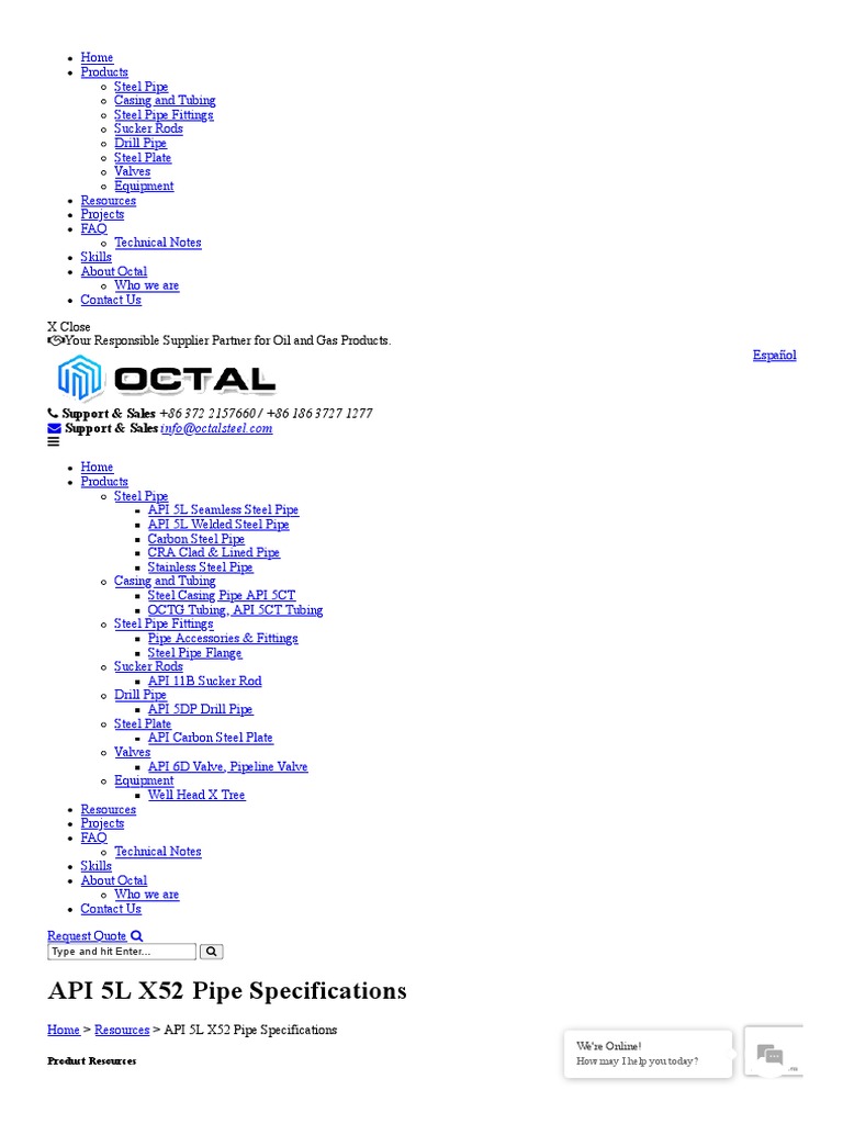 Api 5l X52 Psl2 Specification