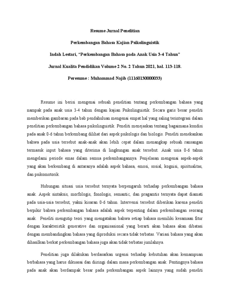 Resume Jurnal Penelitian | PDF