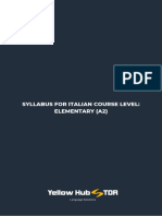 Syllabus For Italian Course Level Elementary (A2)