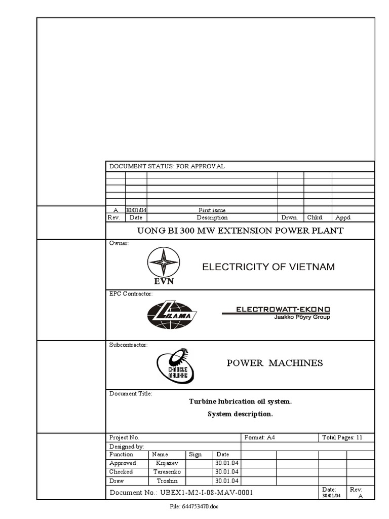 Lubrication Oil System Description | PDF | Pump | Valve