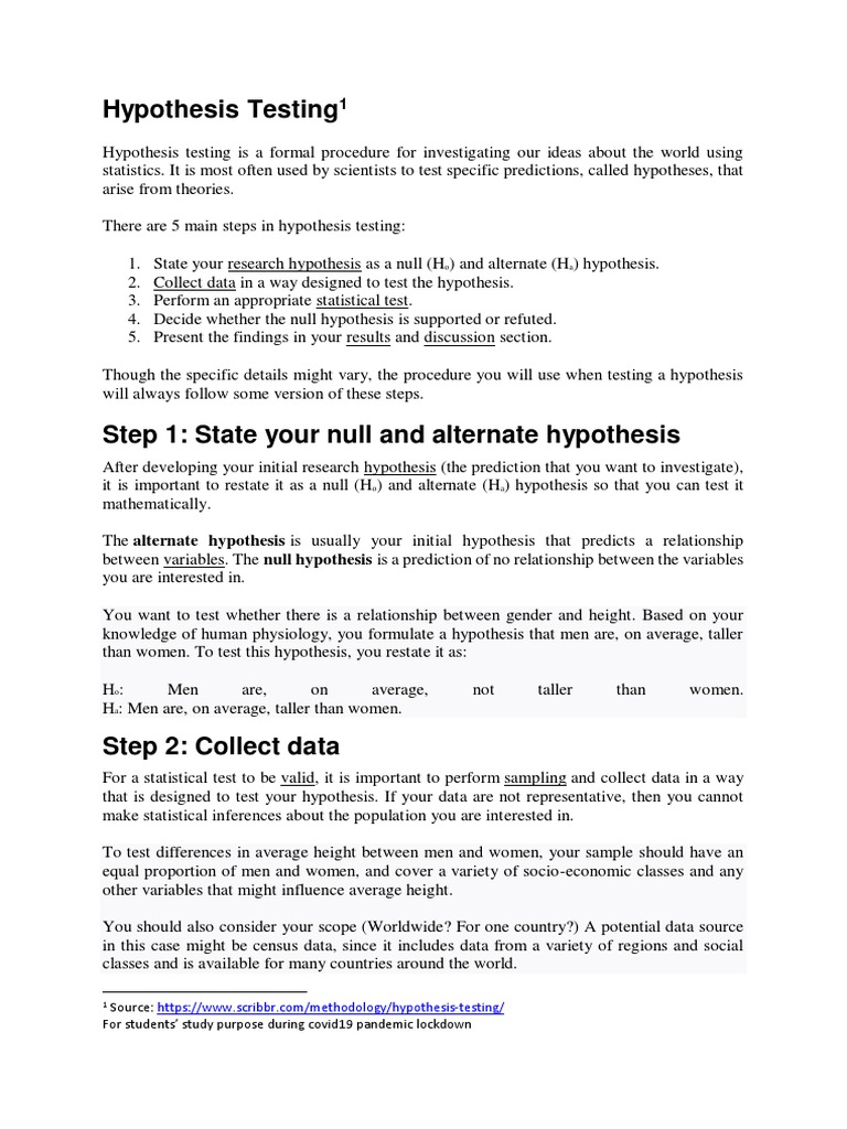 Hypothesis Testing Guide for Students | PDF
