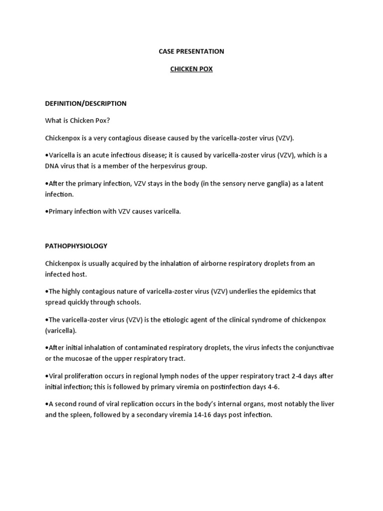 Comprehensive Chickenpox Case Study | PDF | Causes Of Death | Microbiology