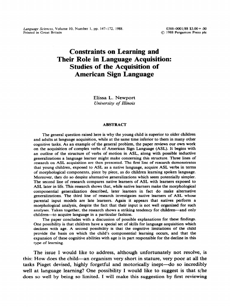 ASL Acquisition: Child vs Adult Learning | PDF | Language Acquisition ...
