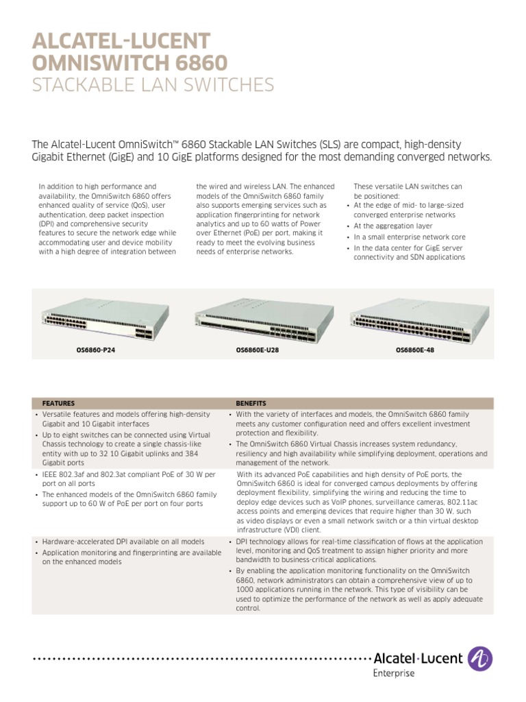 E2014024412EN OmniSwitch 6860 Datasheet | PDF | I Pv6 | Computer Network