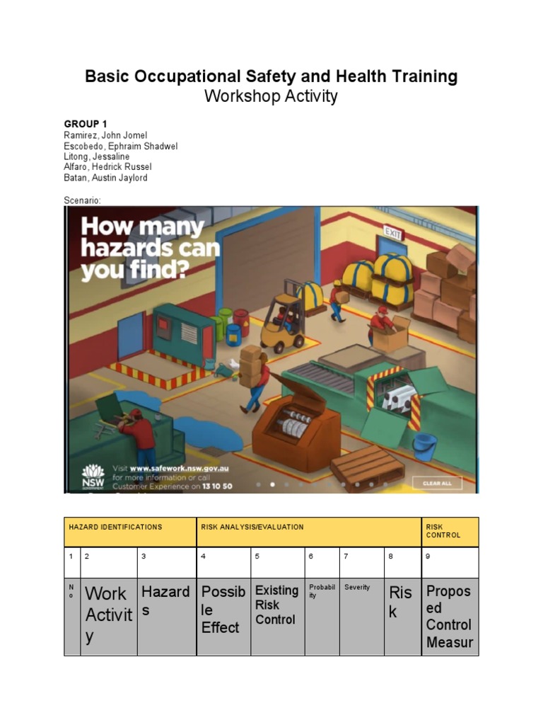 Basic Occupational Safety and Health Training PDF Hazards Risk