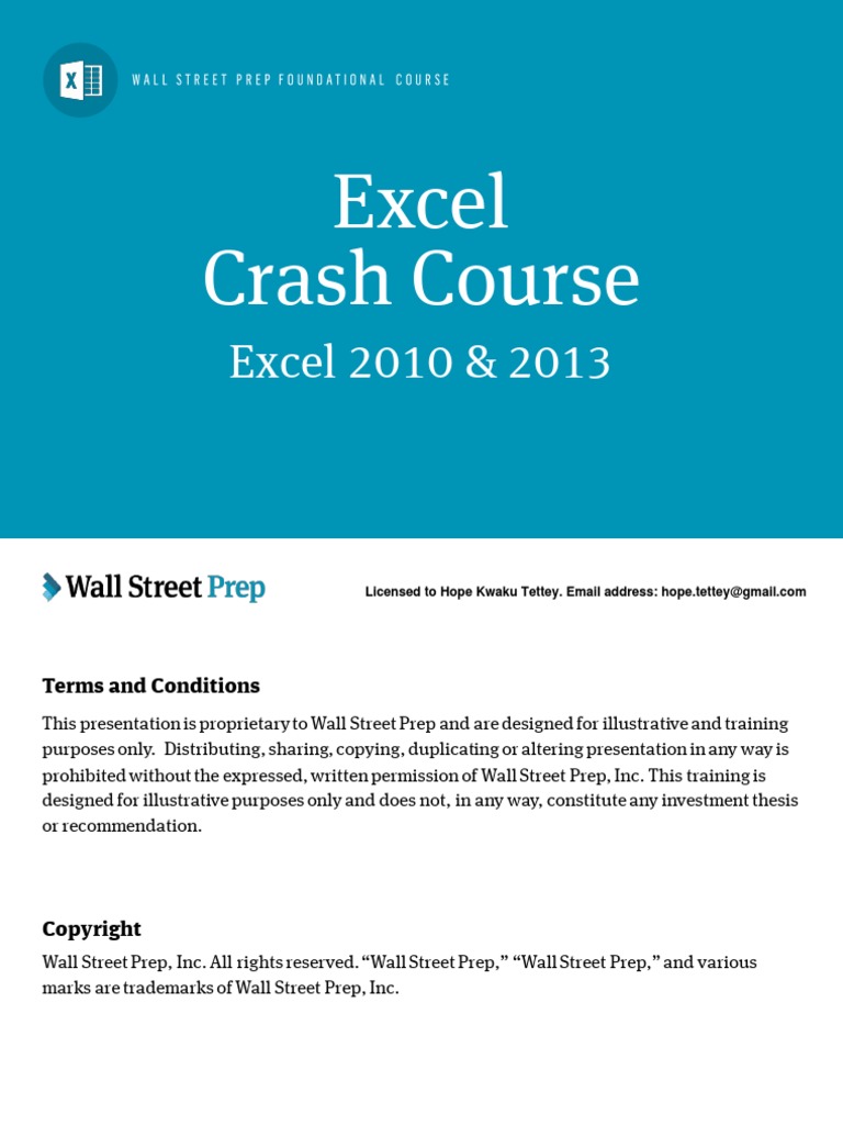 Excel2013 CrashCourse 53d0b6e5ed348 | PDF | Microsoft Excel | Keyboard ...