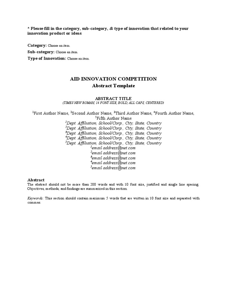 Innovation Abstract Submission Guidelines | PDF | Career & Growth ...