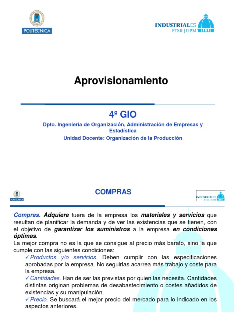 Tema 2 Aprovisionamiento | PDF | Logística | Procesos de negocio
