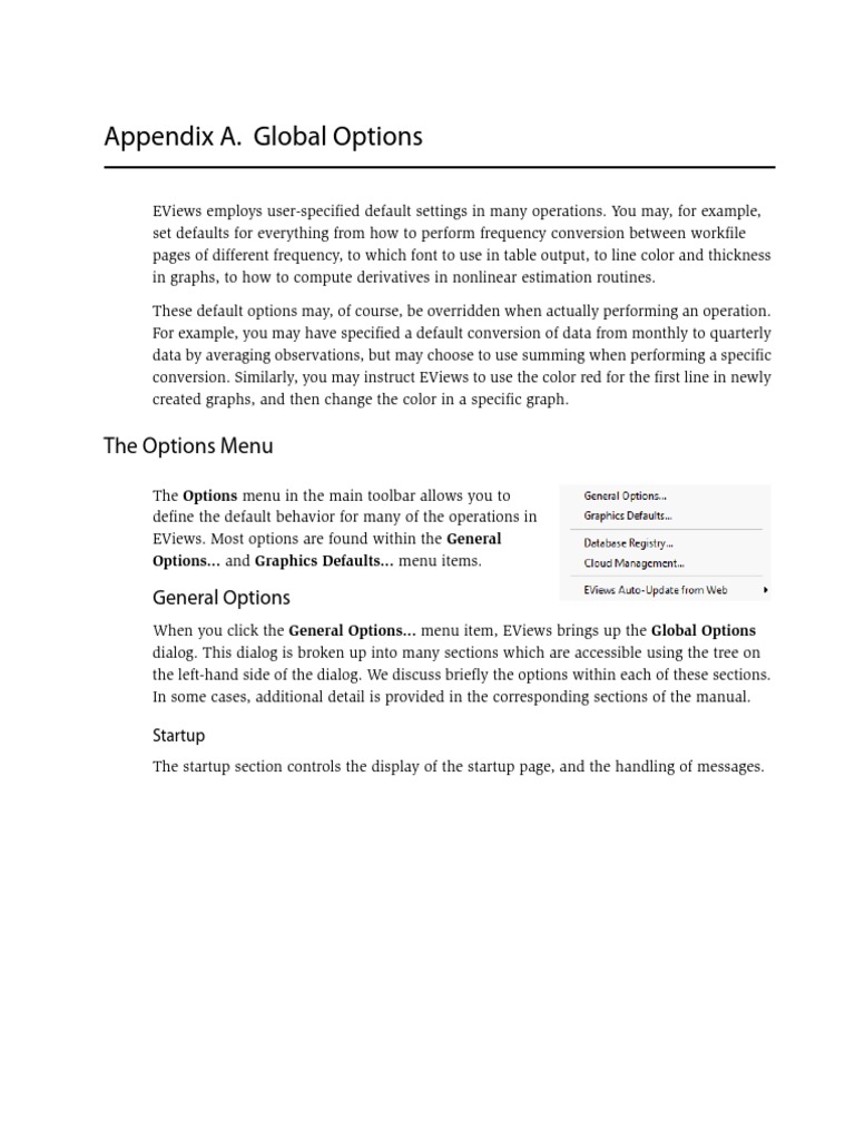 EViews 12 Global Options Guide | PDF | Proxy Server | Multi Core Processor