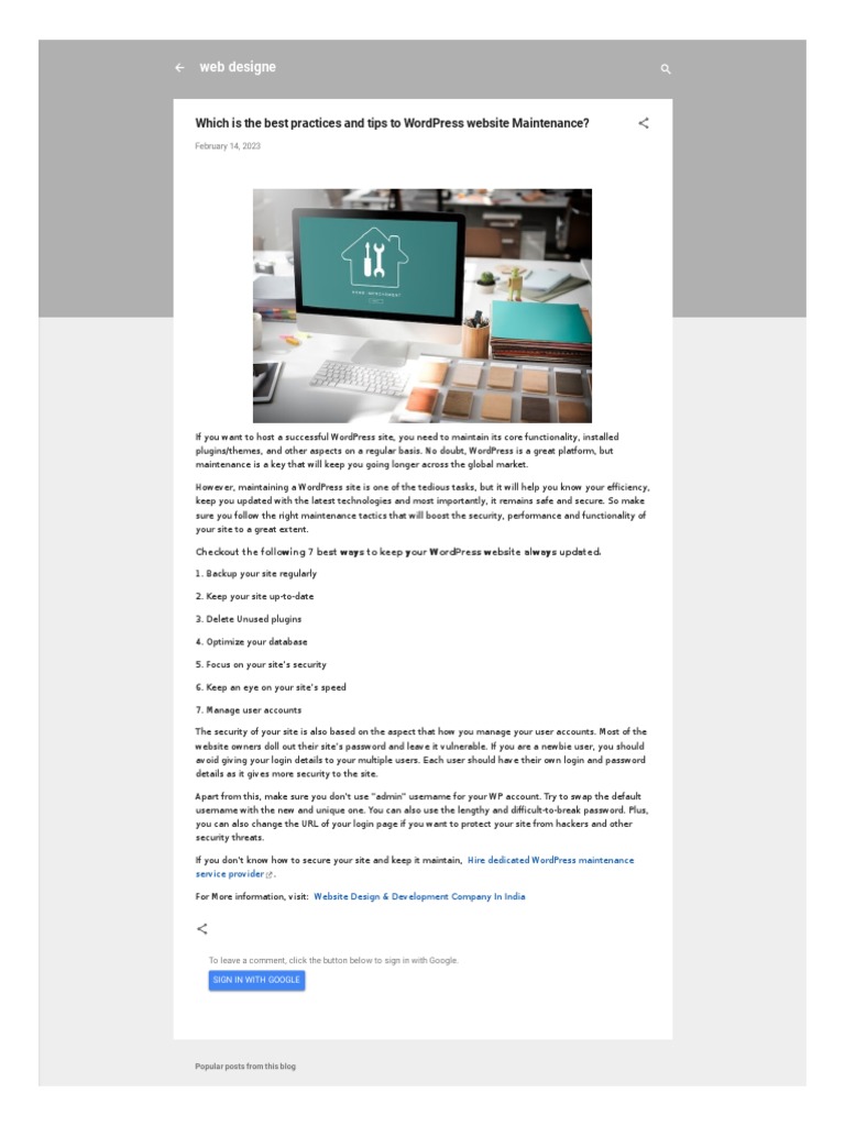Which Is The Best Practices And Tips To Wordpress Website Maintenance