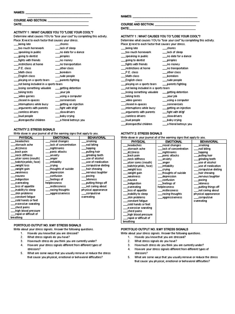 Causes of Losing Your Cool | PDF | Stress (Biology) | Pain