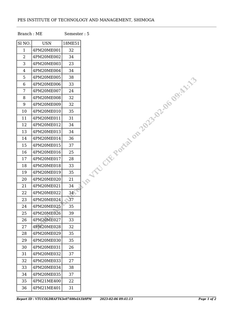 Vtu uploaded marks pdf