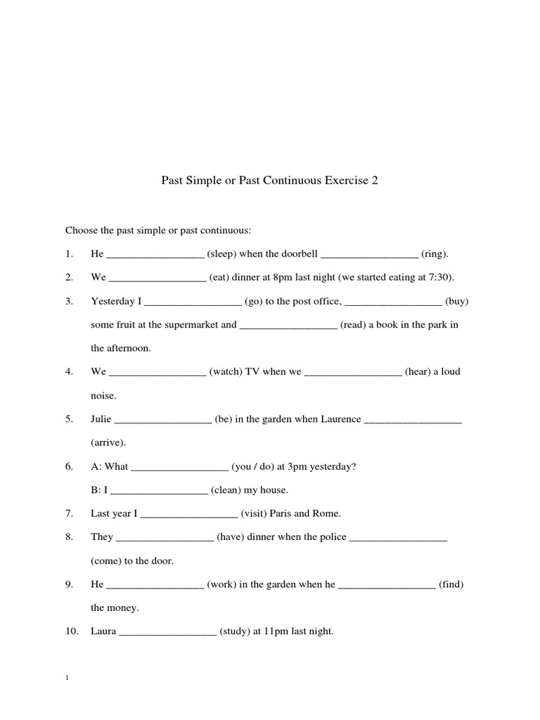 Past Simple or Past Continuous 2 | PDF