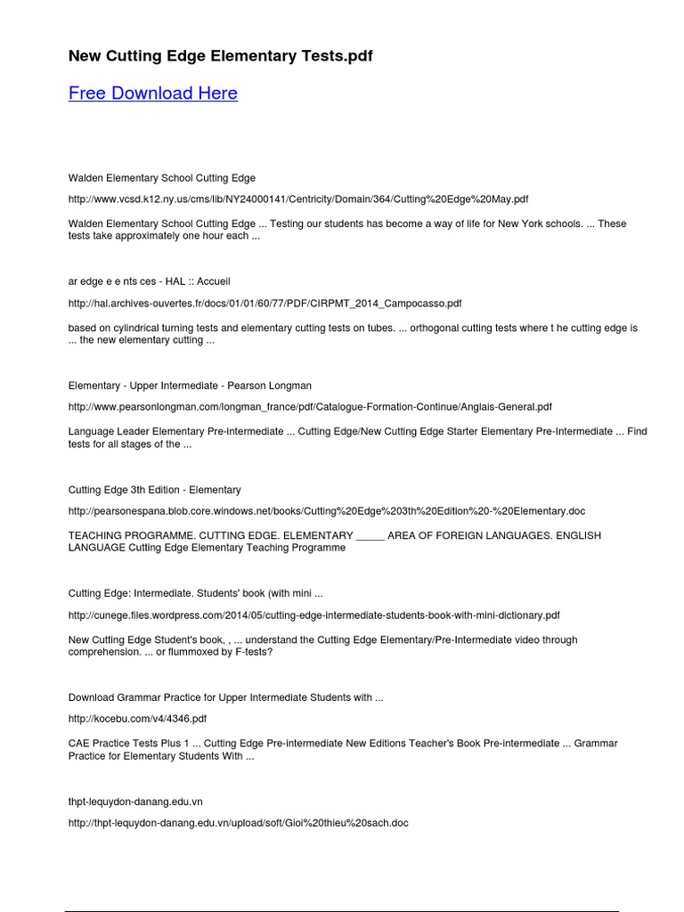 Dokumen Tips New Cutting Edge Elementary Tests This Set Of Tests