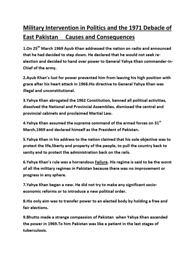 Causes of Military Intervention in Pakistan | PDF | Zulfikar Ali Bhutto ...