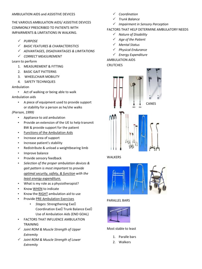 Types of Ambulation Devices | PDF | Anatomical Terms Of Motion | Elbow