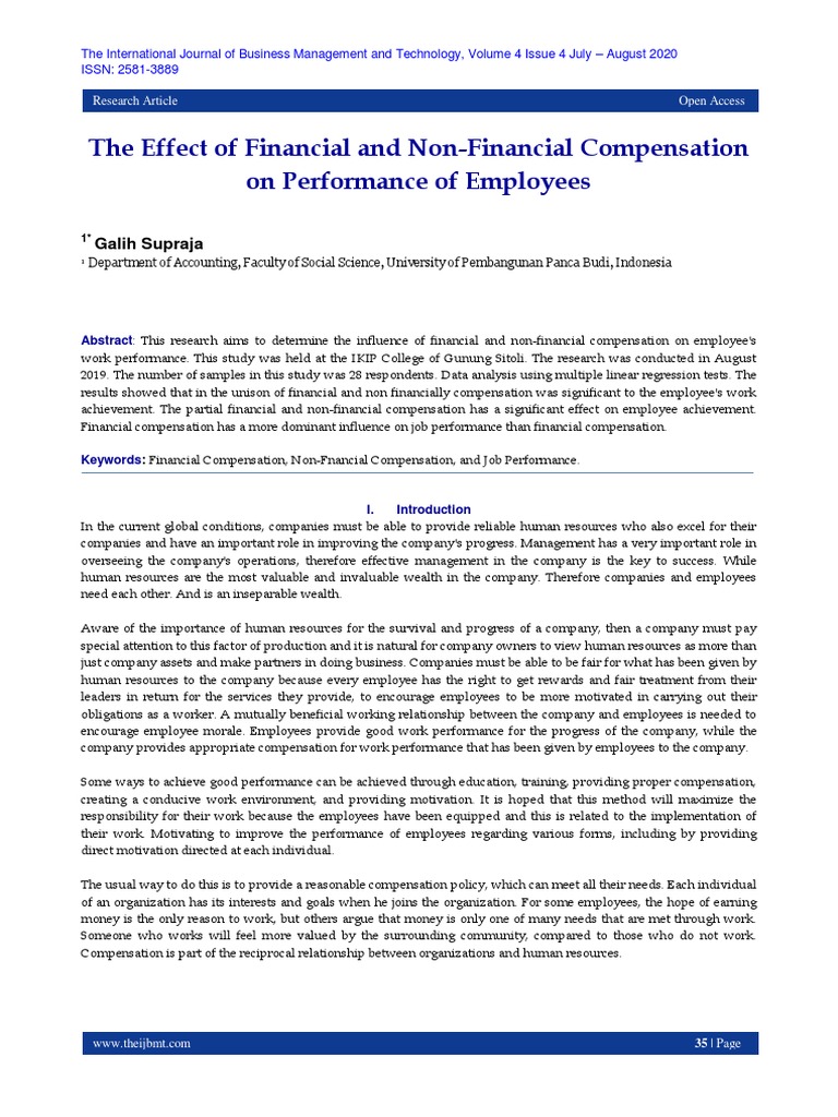 Compensation Impact on Employee Performance | PDF | Coefficient Of ...