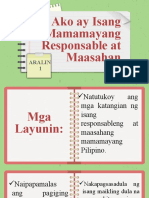 Ako Ay Isang Mamamayang Responsable at Maasahan: Aralin 1