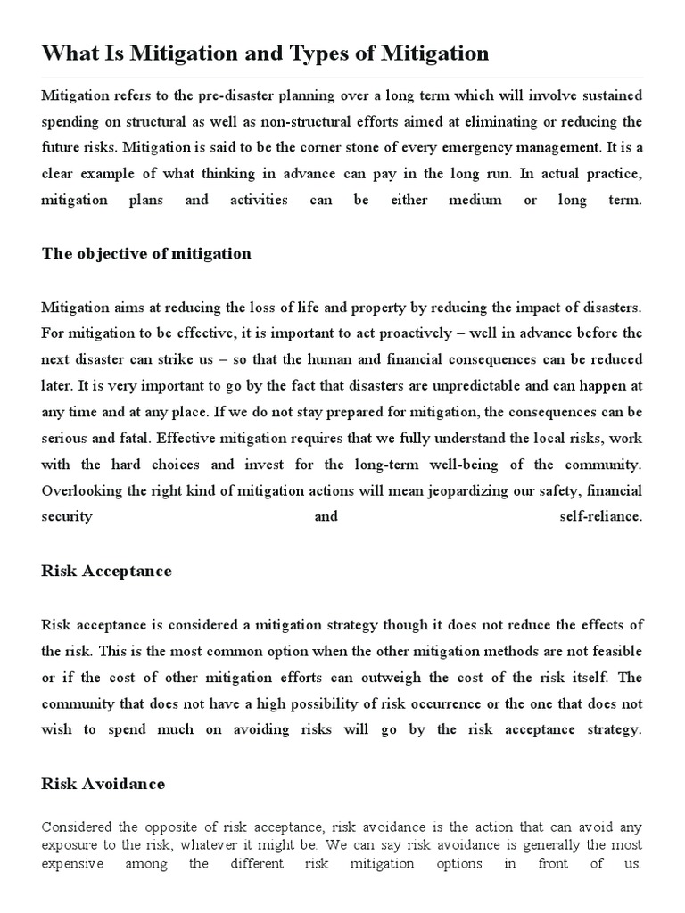 Understanding Mitigation Strategies | PDF | Risk | Climate Change ...