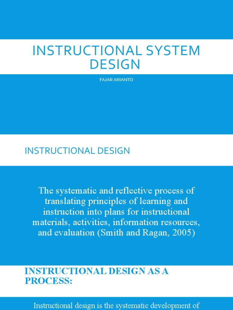Instructional system design pdf instructional design cognition