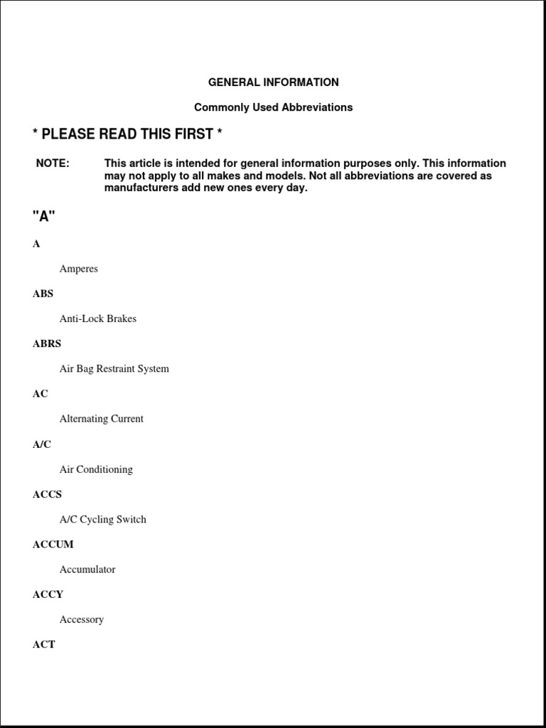 001 Abbreviations Commonly Used PDF Distributor Manufactured Goods