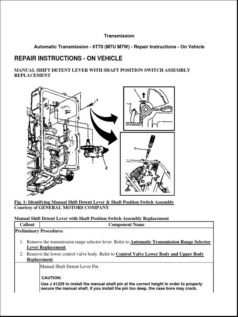 017 Automatic Transmission 6T70 (M7U M7W) Repair Instructions