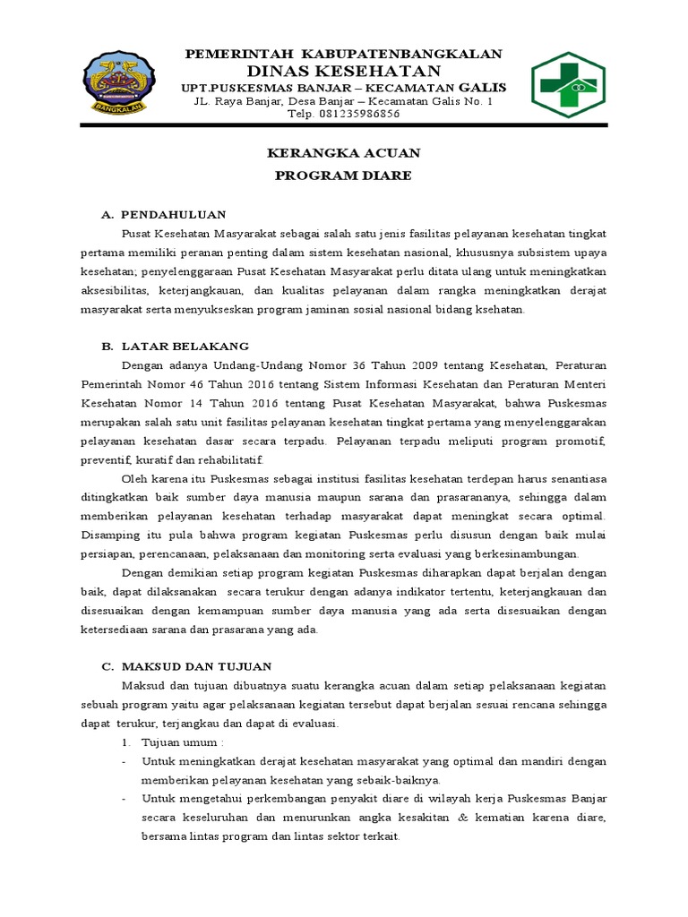 Kerangka Acuan Program Diare Puskesmas | PDF | Kesehatan Holistik
