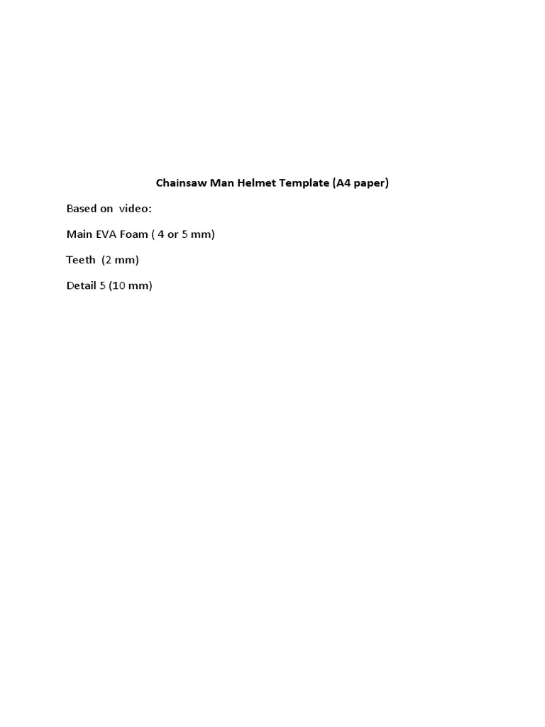 Chainsaw Man Helmet Template PDF