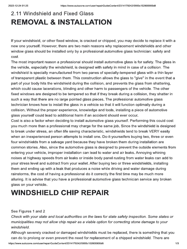 Windshield and Fixed Glass | PDF