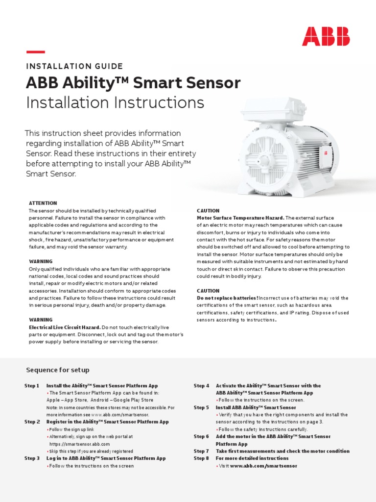 9AKK106930A9455 ABB Smart Sensor Motor Installation Guide Putty RevB en