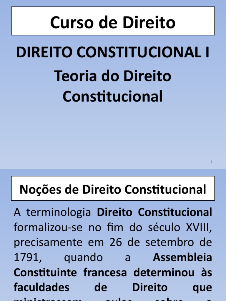 1 - Slides - Noções de Direito Constitucional-1 | PDF | Constituição ...