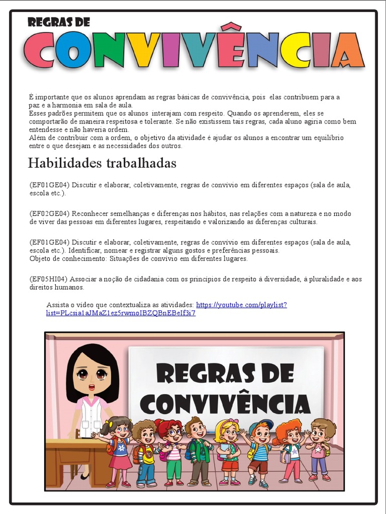 Regras de Convivência na Escola | PDF | Escolas